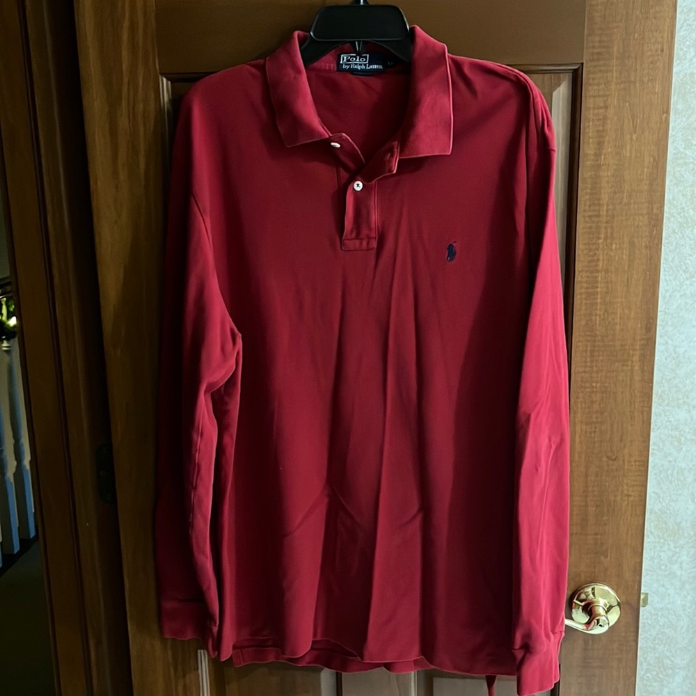 Polo by Ralph Lauren Men’s L/S Polo Shirt, Red, Size XL